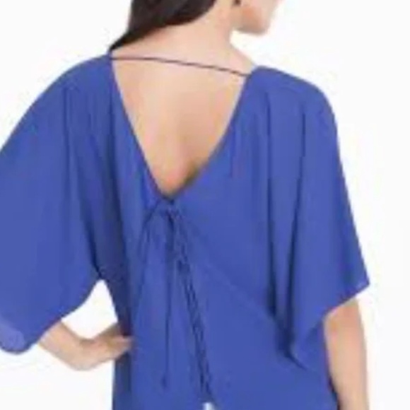 WHBM Lace-Up Back Kimono Blouse in Ultramarine size xs EUC - Picture 5 of 9
